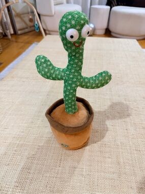 Green Plush Cactus Toy in Brown Pot
